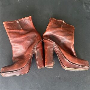 Frye Chestnut Leather Booties